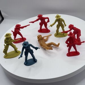 Vintage Marx MPC Western Cowboy Plastic Figures lot of 8 - 1960's Toy Soldiers